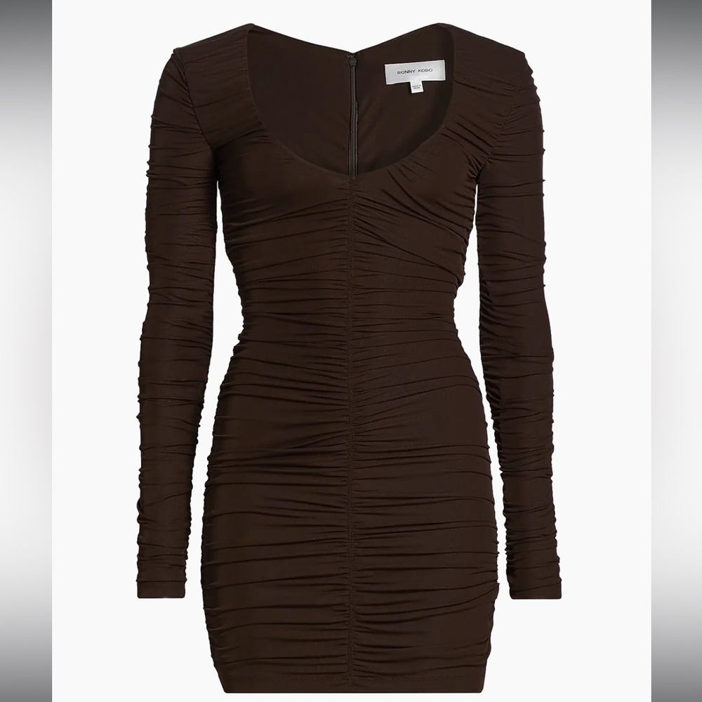 Ronny Kobo Julisa Brown Ruched Dress- S